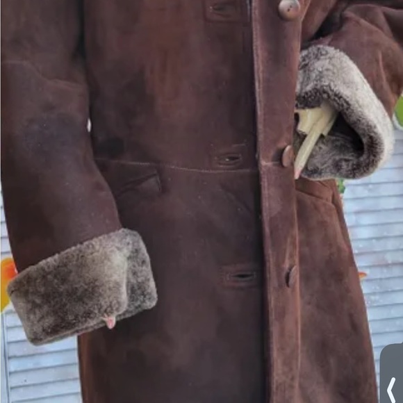 HIDE SOCIETY HiSO Suede Vintage Sherpa boho longline coat - Picture 7 of 16